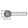 Борфреза сферическая с двойной насечкой, тип D 3х3х3х38 - 4