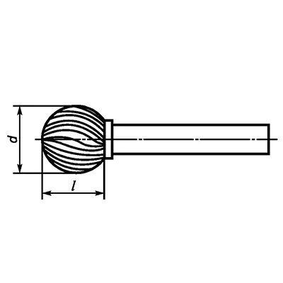 Борфреза сферическая с двойной насечкой, тип D 14х6х12х58